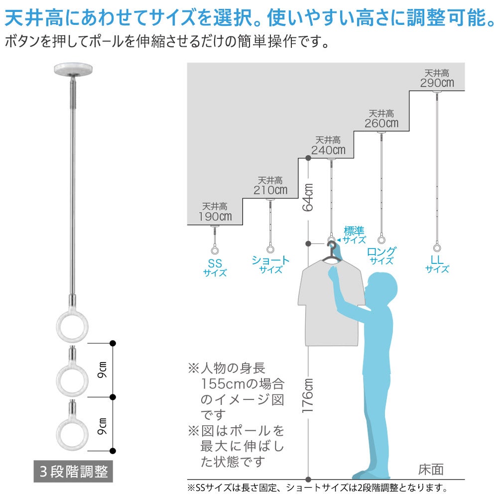 川口技研 室内物干し金物 ホスクリーン標準サイズ2本セット SPC-W