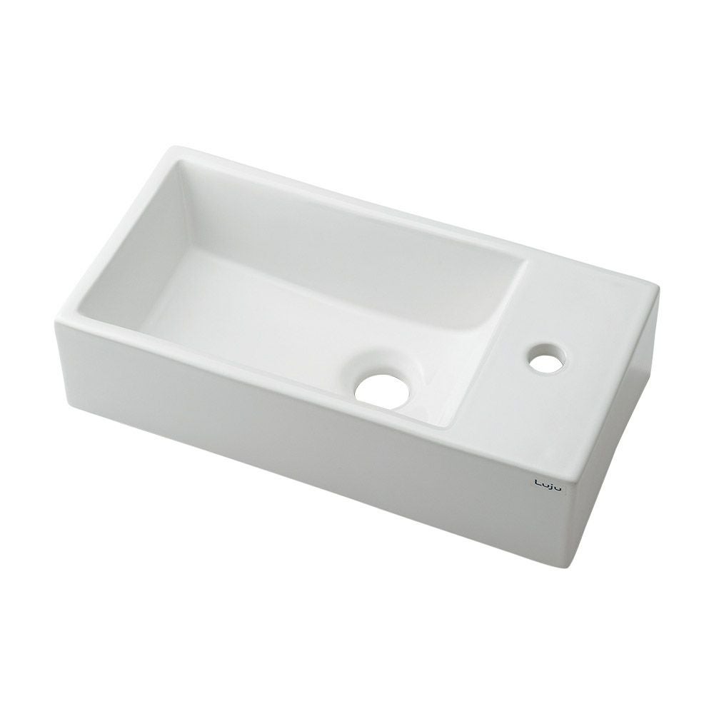 【定価9万強・新品未使用】カクダイ角型手洗器・シングルレバー立水栓・丸鉢つきＳトラップ・化粧キャップセット カクダイ 493-173 角型手洗器（Rホール） W400×D200×H100 置型設置
