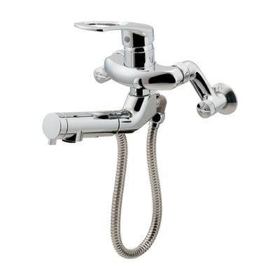 カクダイ 192-146 壁付 シングルレバー混合栓 シャワー付き｜建材 